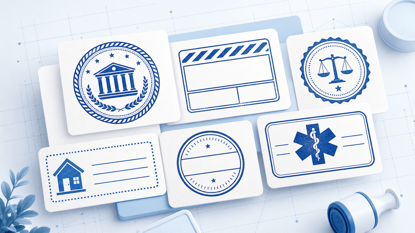 StampDr collection of 225 stamp templates across 24 categories
