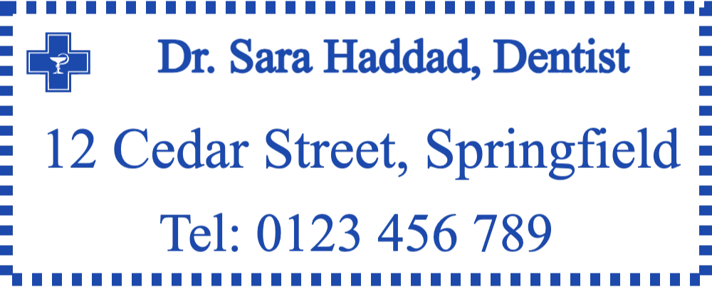 Practice address stamp: Dental Clinic Stamp Maker