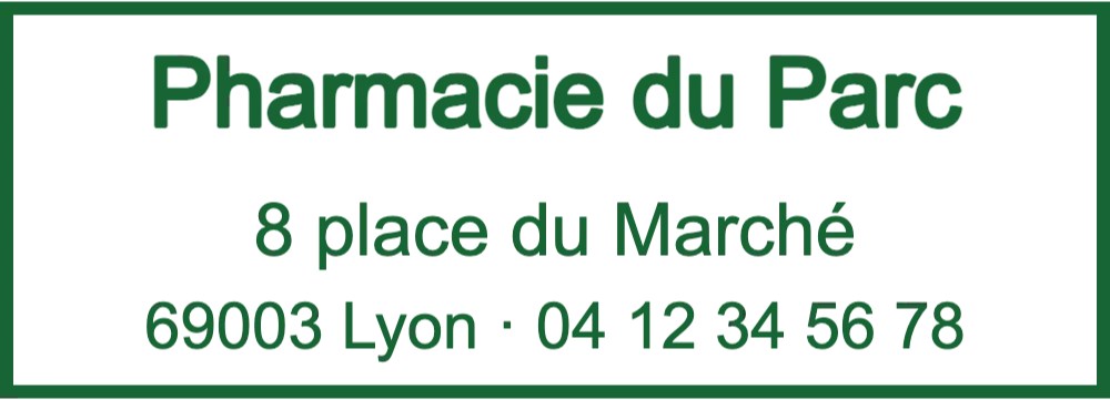Tampon adresse de l'officine: Tampon pour pharmacie